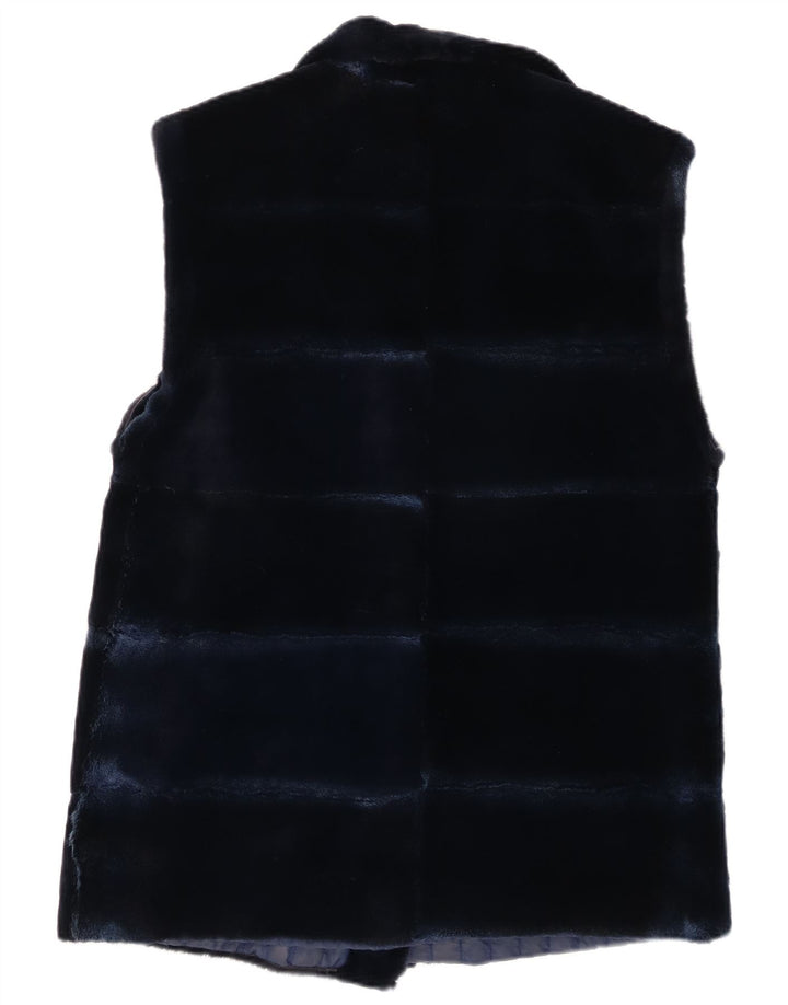 Gilet in pelliccia vintage da donna UK 14 medio blu navy