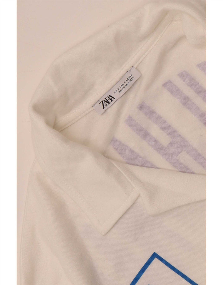 Camicia grafica a maniche corte da uomo Zara piccola bianca
