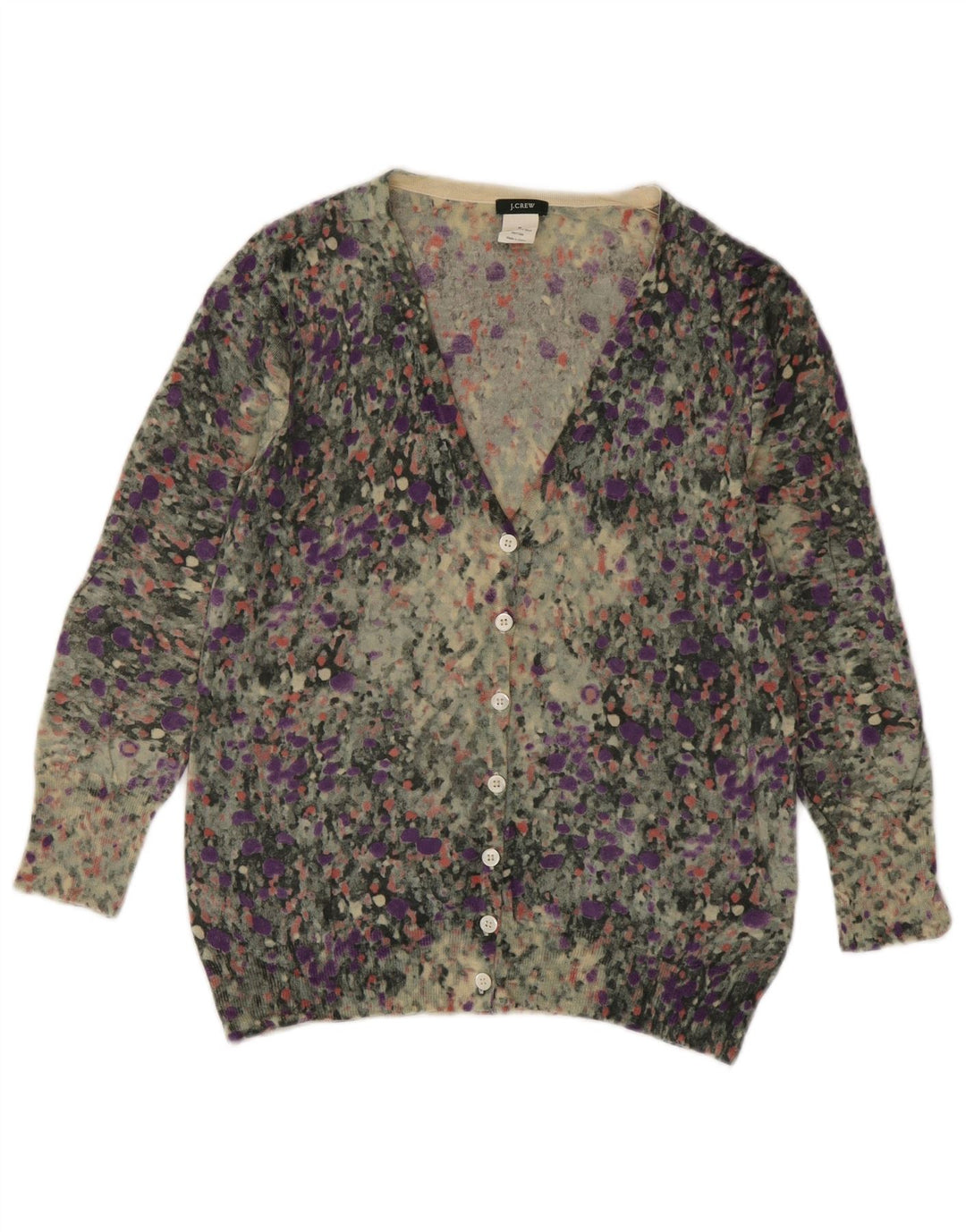 Maglione cardigan da donna J. CREW UK 12 medio multicolore maculato