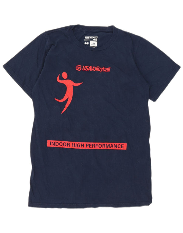 T-shirt grafica da uomo Adidas Top Small in cotone blu navy