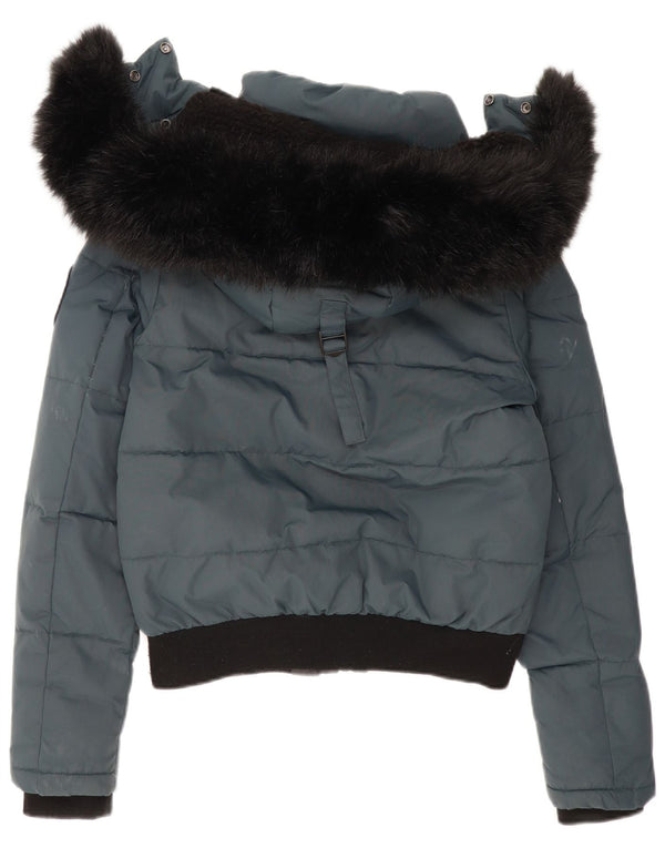Giacca imbottita bomber con cappuccio da donna Superdry UK 14 Colorblock blu medio