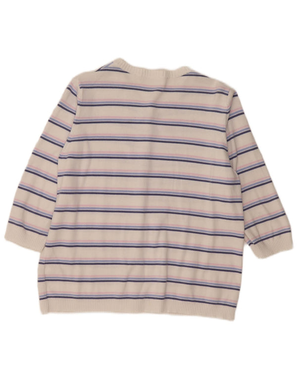Marks & Spencer Womens Cardigan Sweater UK 16 Large White Striped