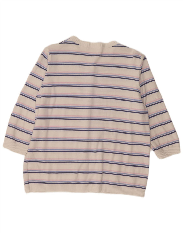 Maglione cardigan da donna Marks & Spencer UK 16 grandi righe bianche