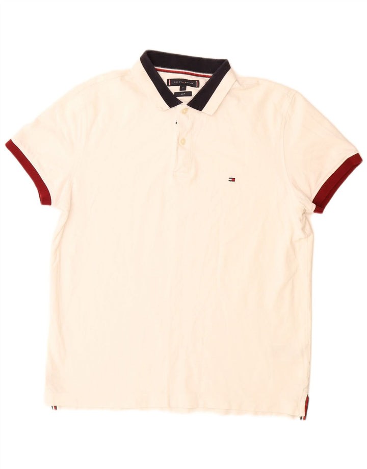 Polo da uomo slim fit Tommy Hilfiger in cotone bianco medio