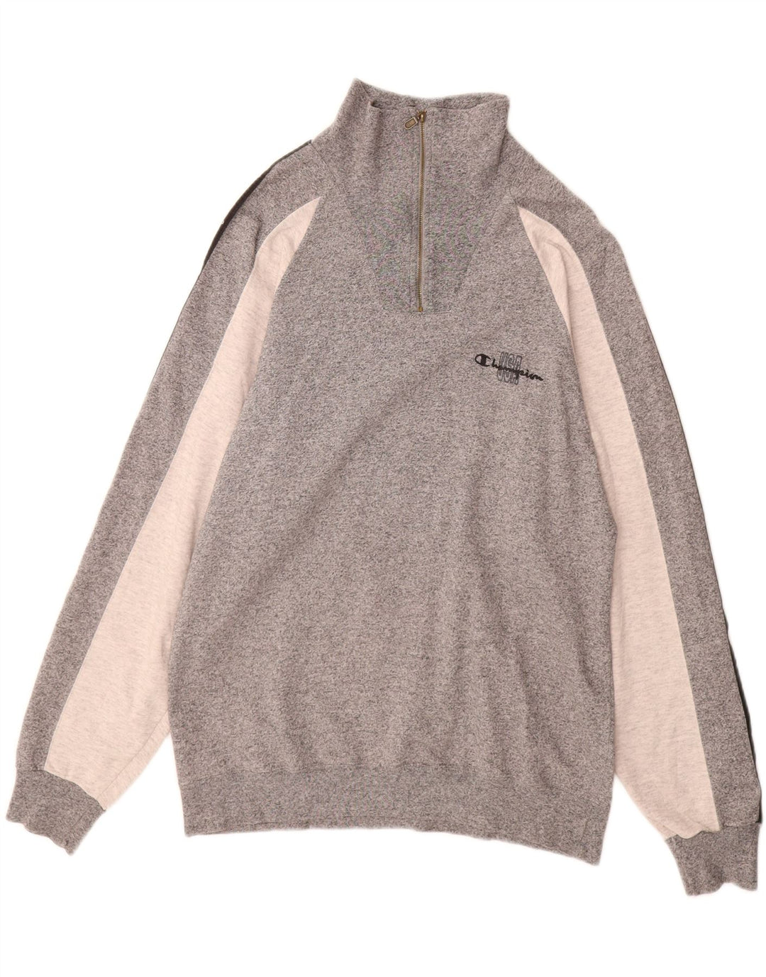 CHAMPION Felpa con collo con zip da uomo Maglione grande grigio color block