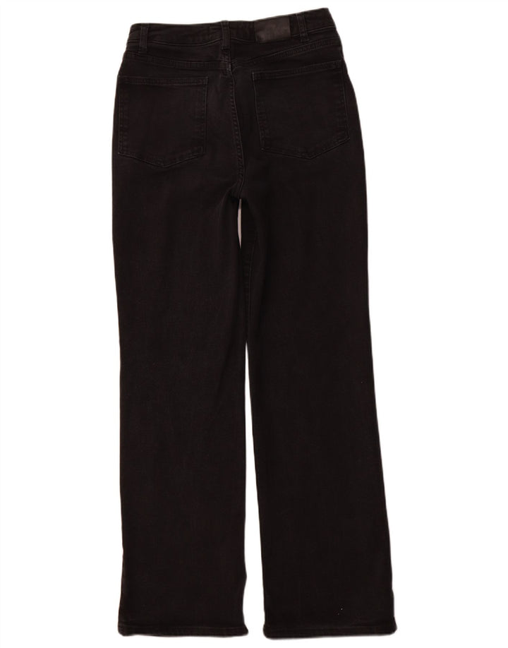 Jeans dritti a vita alta da donna in velluto menta UK 10 piccoli W28 L30 neri