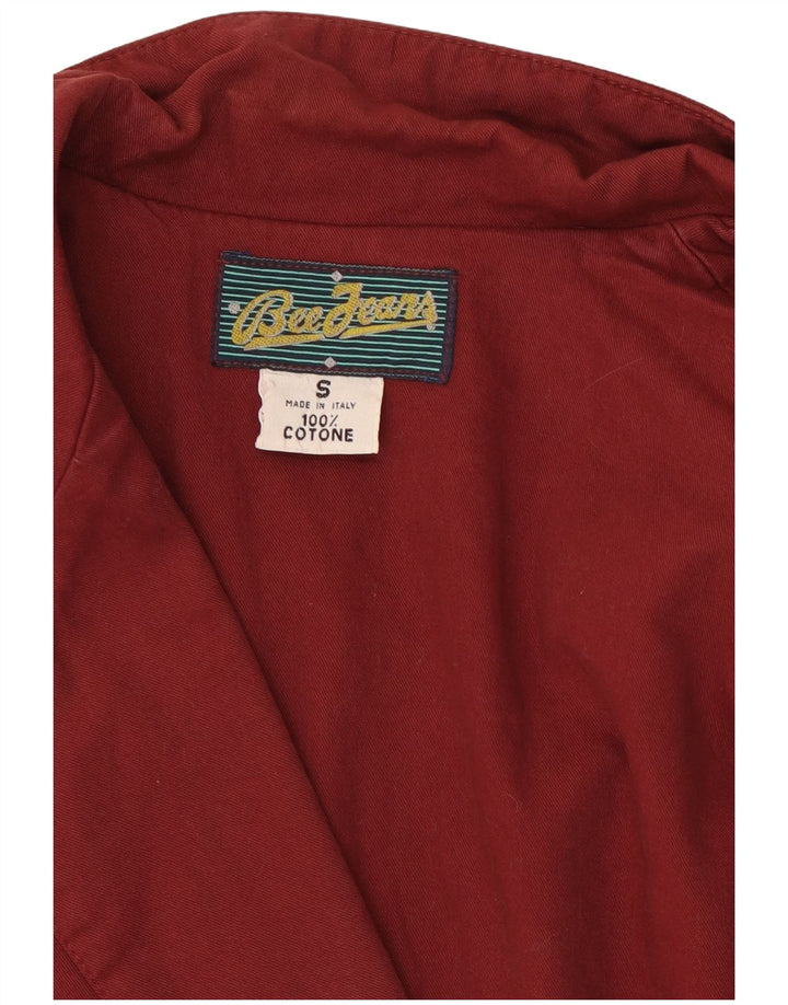 Giacca blazer oversize da donna vintage a 1 bottone UK 10 piccola in cotone bordeaux