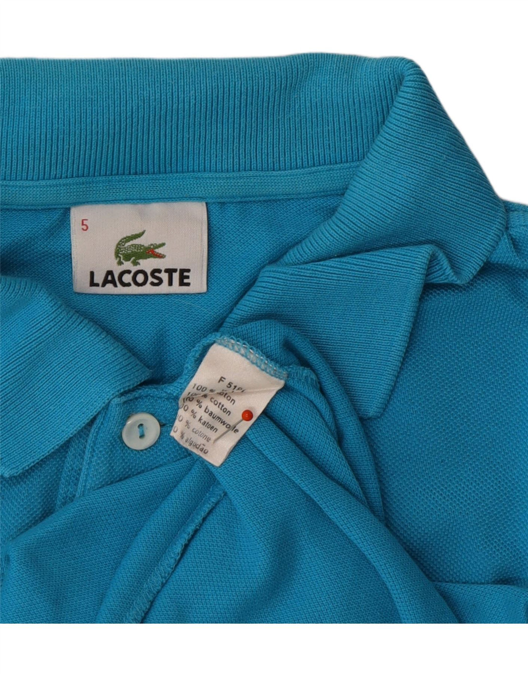 LACOSTE Mens Polo Shirt Size 5 Large Blue Cotton