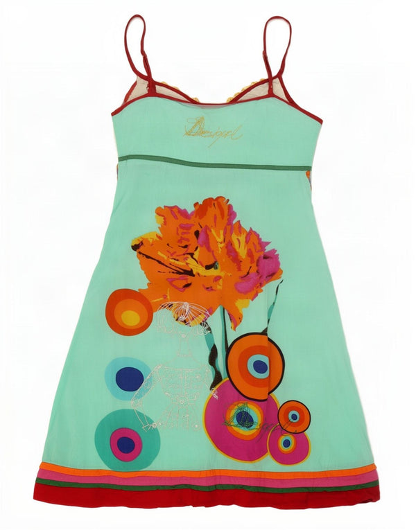 Desigual Womens Graphic Sundress EU 40 Viscosa floreale blu medio