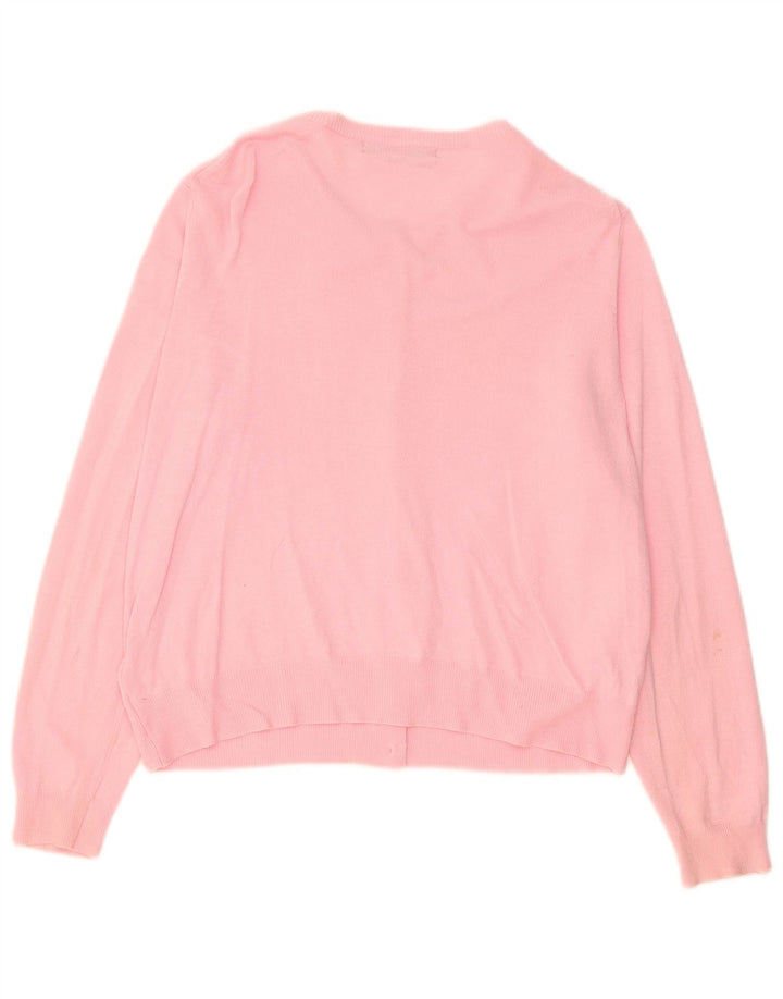 Maglione cardigan da donna Marks & Spencer UK 14 grande viscosa rosa