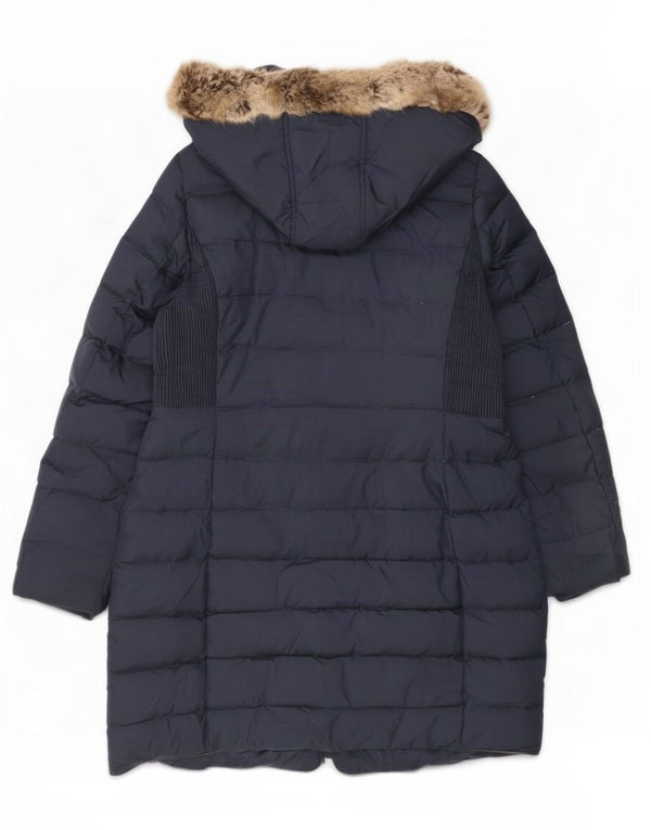 Cappotto imbottito con cappuccio da donna Joules UK 16 grande poliestere blu navy