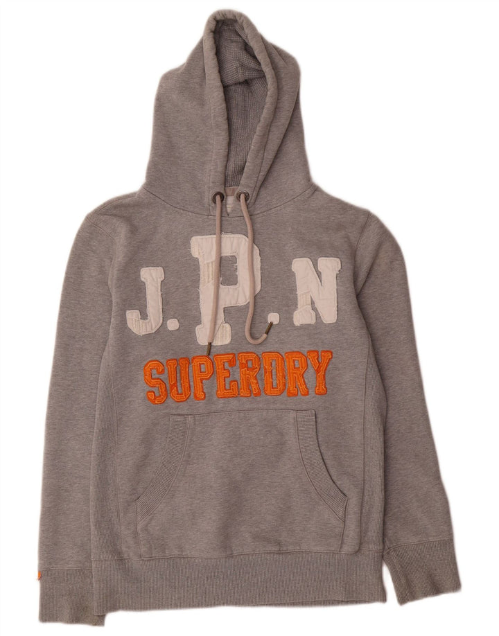 Felpa con cappuccio grafica da uomo Superdry Small in cotone grigio