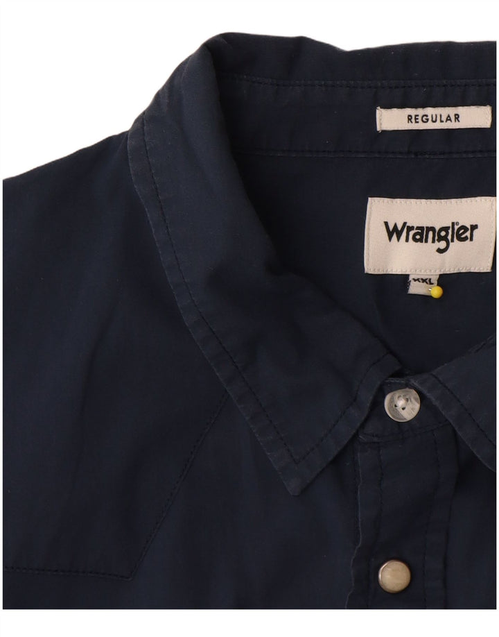 Camicia Wrangler da uomo a maniche corte vestibilità regolare 2XL cotone blu navy