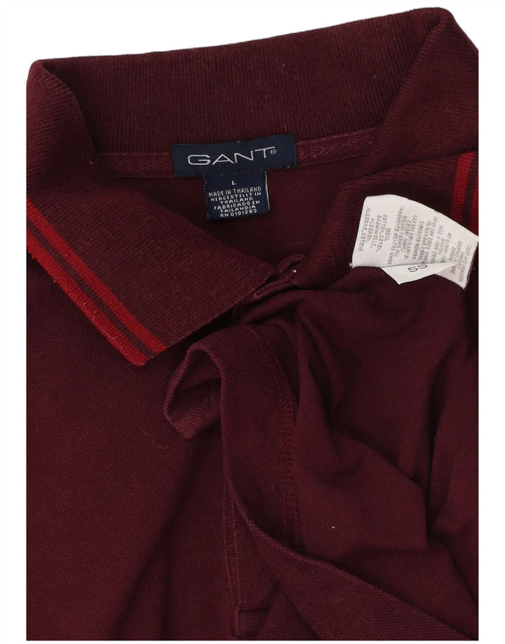 GANT Polo da uomo a maniche lunghe grande in cotone marrone
