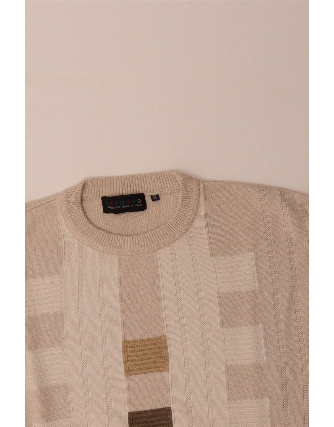 Maglione da uomo girocollo DARDANO XL in cotone geometrico beige