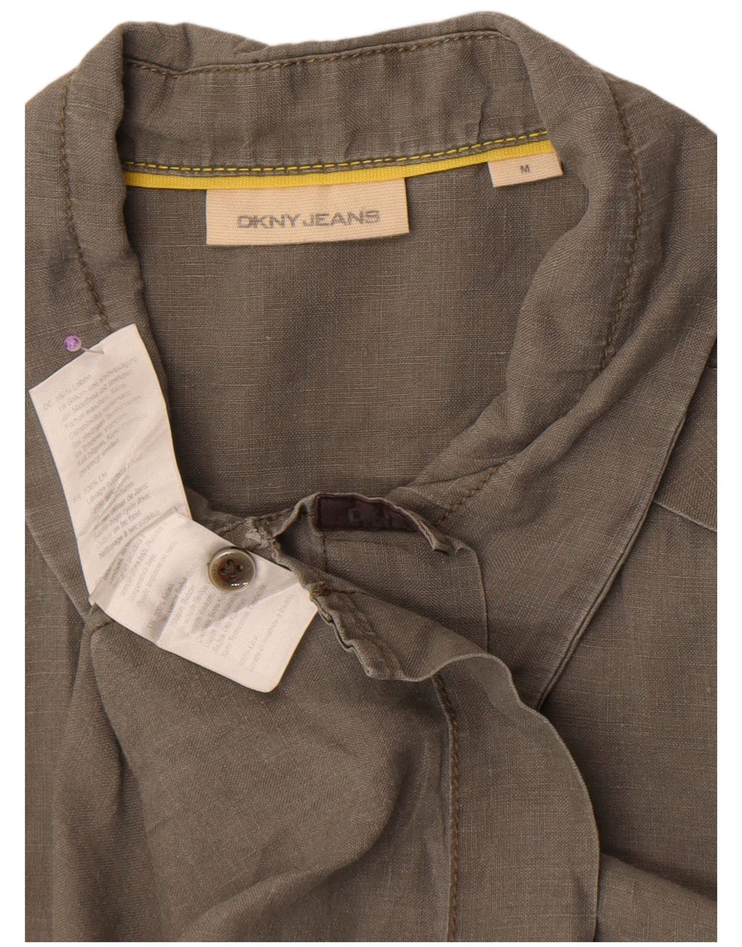 Camicia a maniche corte da uomo Dkny in lino kaki medio