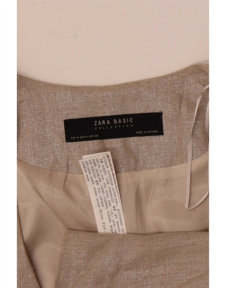 Giacca blazer aperta da donna Zara UK 14 Lino beige medio
