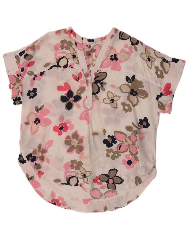 Camicetta oversize da donna Marks & Spencer Top UK 12 Lino floreale bianco medio