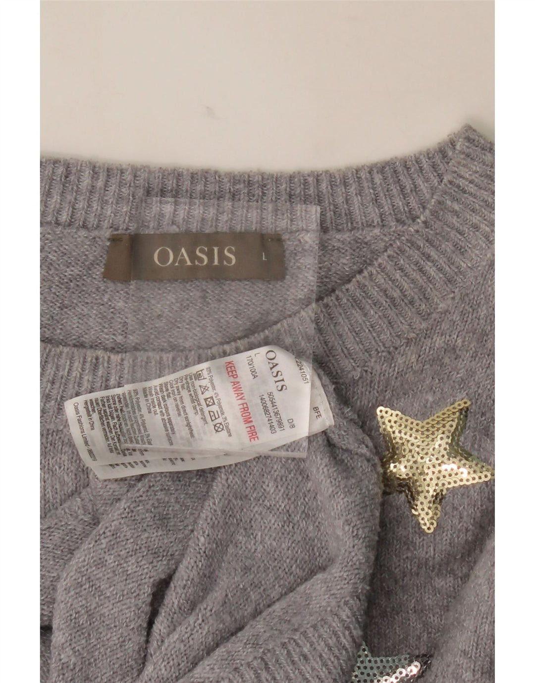 OASIS Womens Boat Neck Jumper Sweater UK 16 Large Grey Polyester Vintage Oasis and Second-Hand Oasis from Messina Hembry 