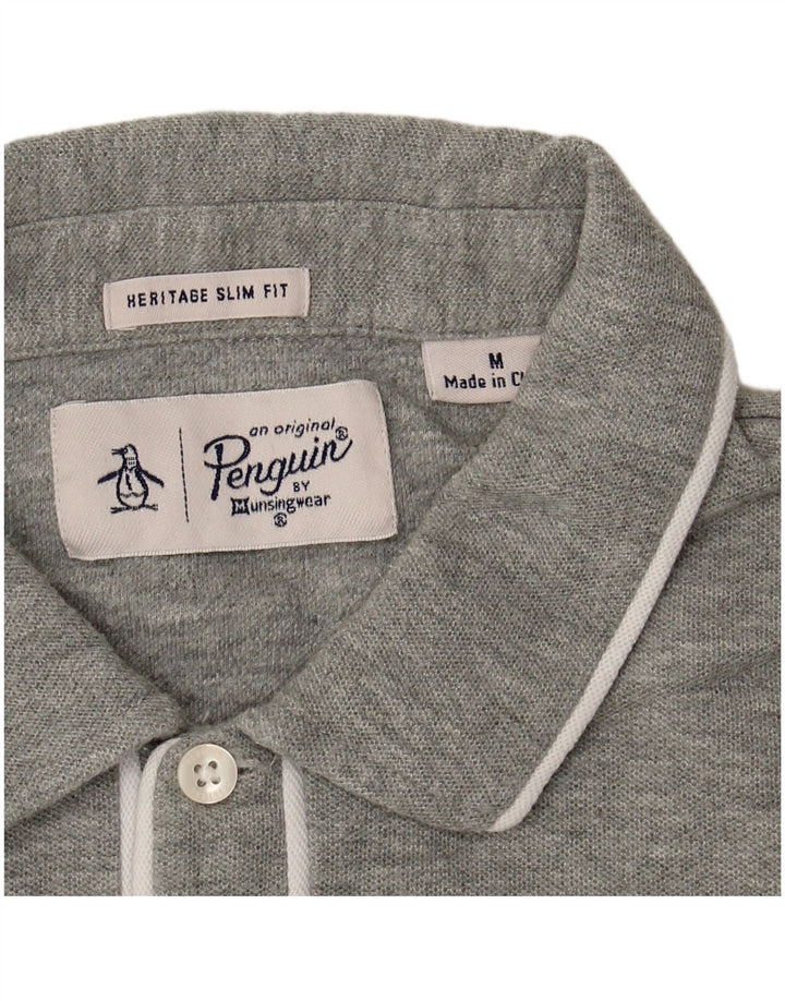 Polo Penguin Heritage da uomo slim fit a righe grigio medio