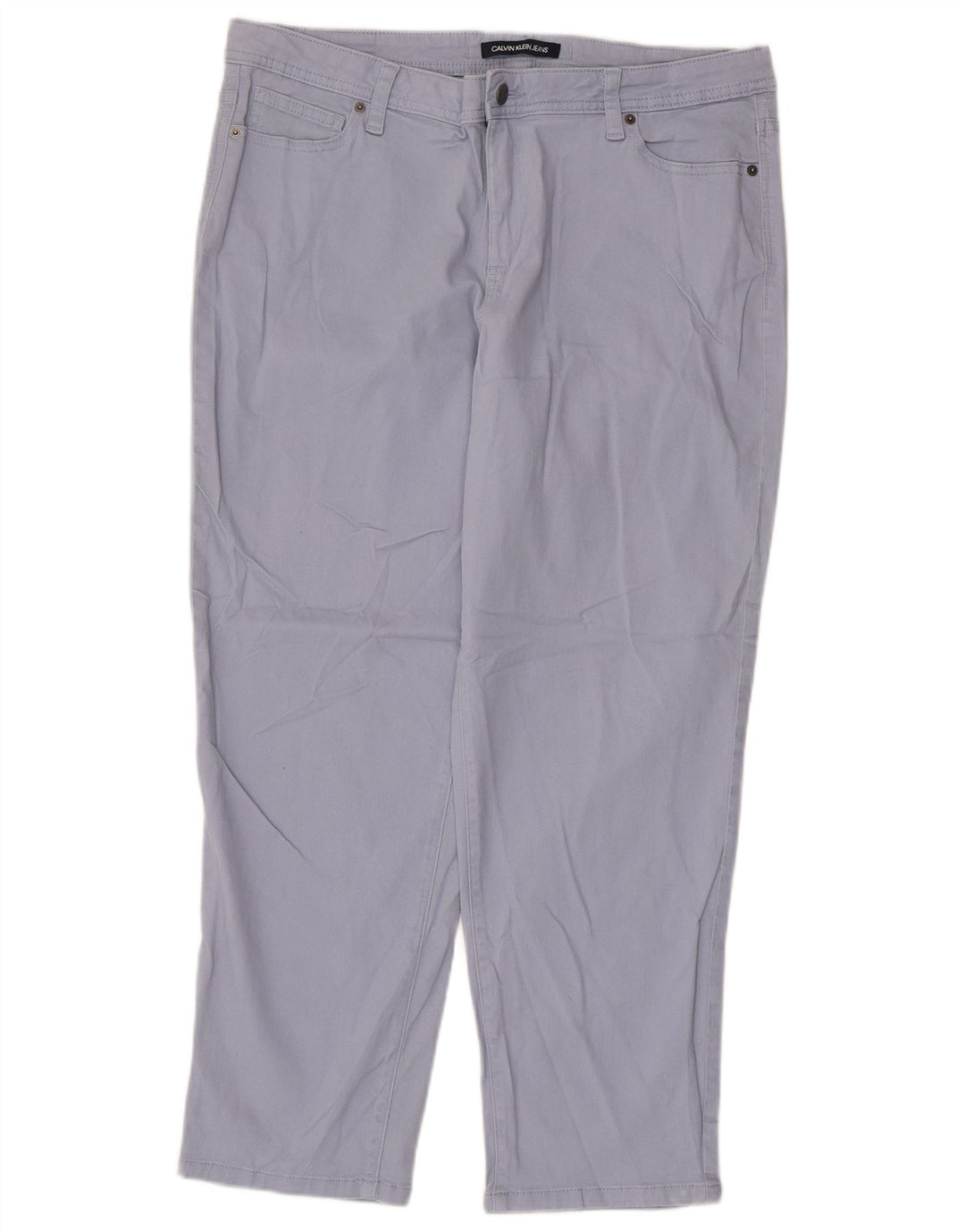 CALVIN KLEIN Pantaloni cropped da donna US 14 XL W36 L25 Cotone blu