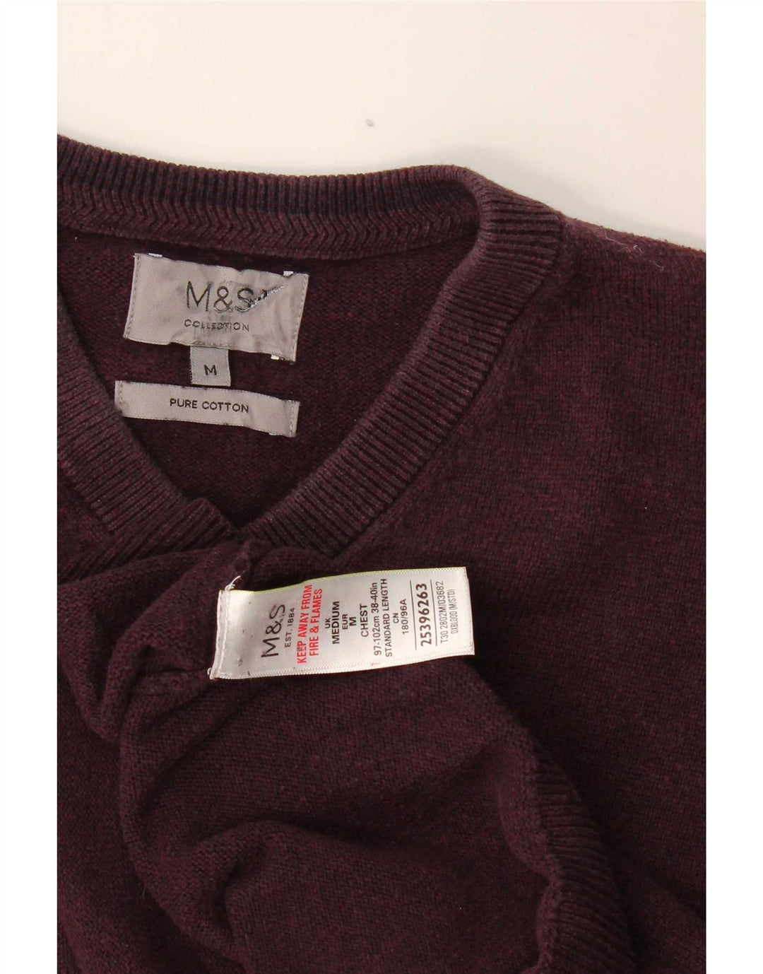 Maglione maglione con scollo a V da donna Marks & Spencer UK 14 Bordeaux medio