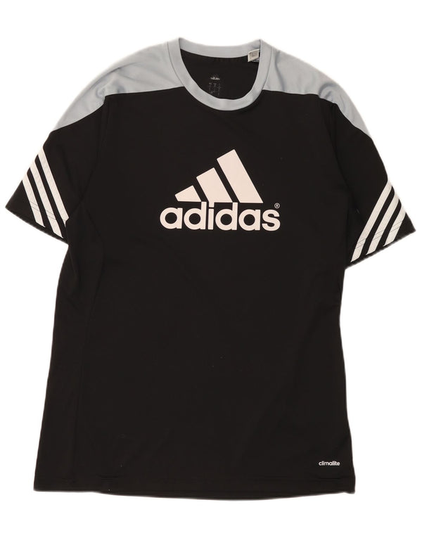 T-shirt Adidas Climalite da uomo Top in poliestere color block medio nero