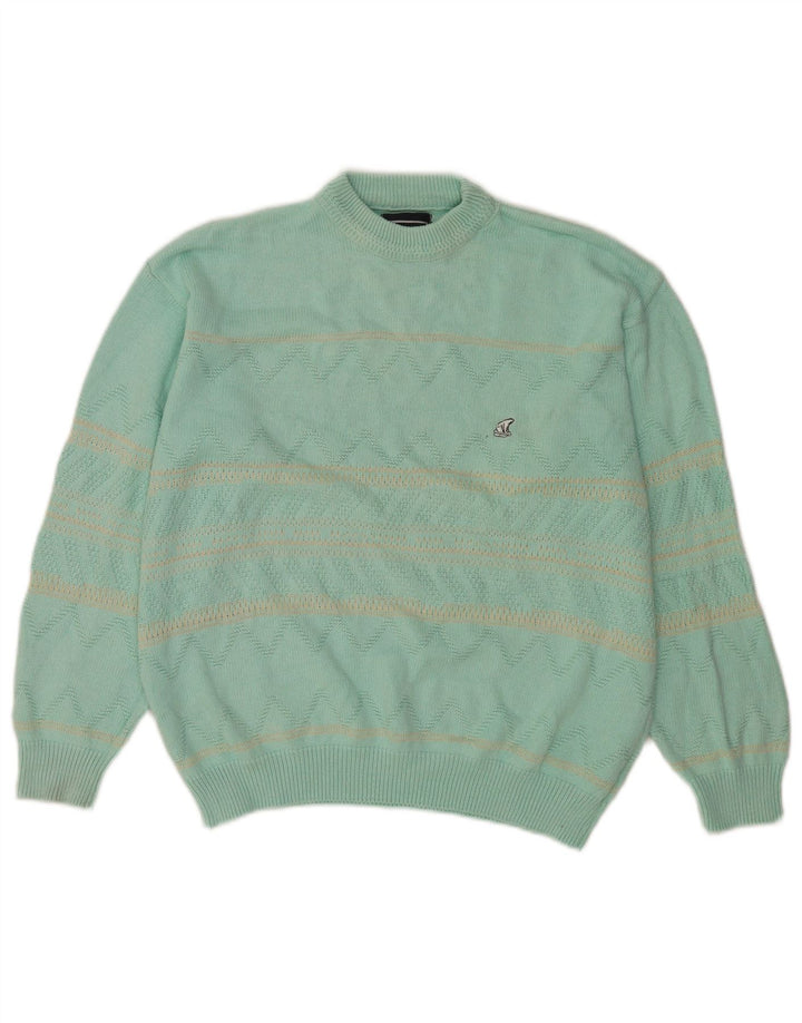 NORTH POLE Maglione da uomo girocollo maglione grande cotone a righe turchesi