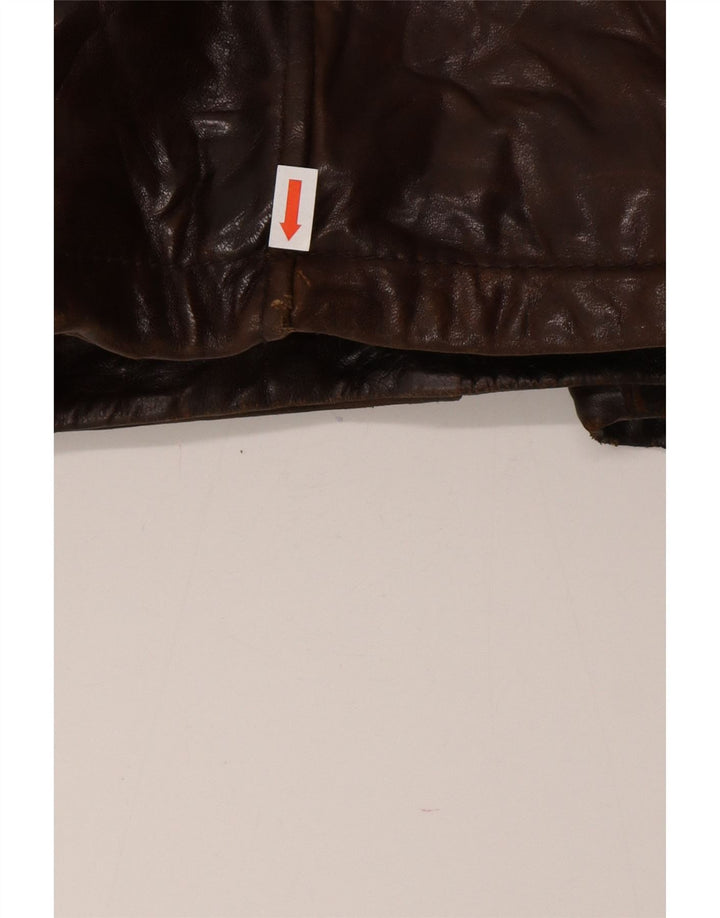 Giacca in pelle vintage da uomo IT 54 2XL Pelle marrone