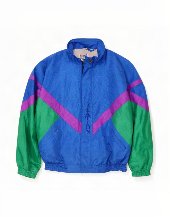 Giacca da ginnastica grafica da uomo Creation 2XL in nylon color block blu