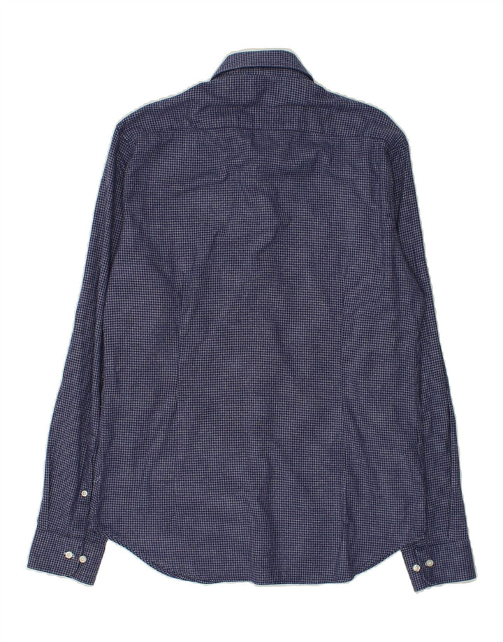 VINTAGE Mens Slim Fit Shirt Medium Navy Blue Gingham Cotton | Vintage Vintage | Thrift | Second-Hand Vintage | Used Clothing | Messina Hembry 