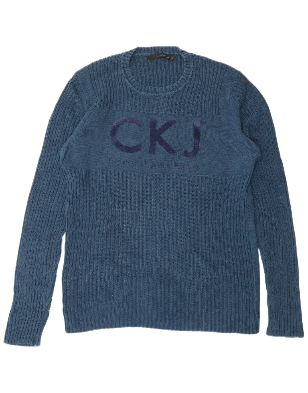 CALVIN KLEIN JEANS Maglione da uomo girocollo con grafica grande blu