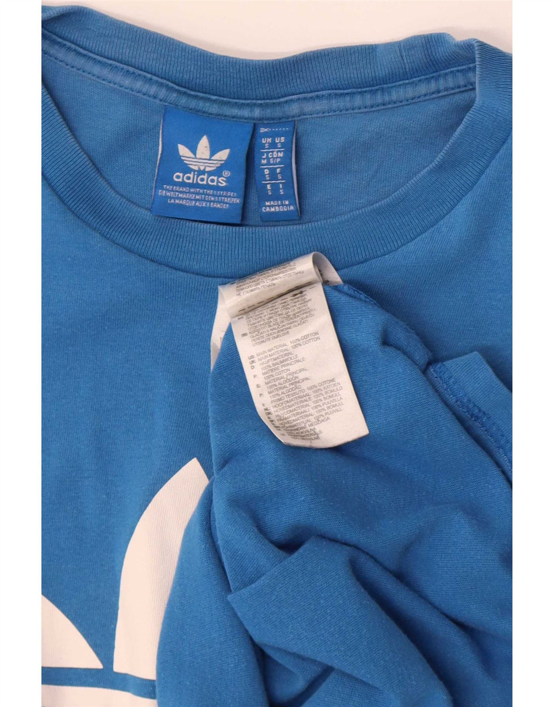 T-shirt grafica da uomo Adidas Top piccola in cotone blu