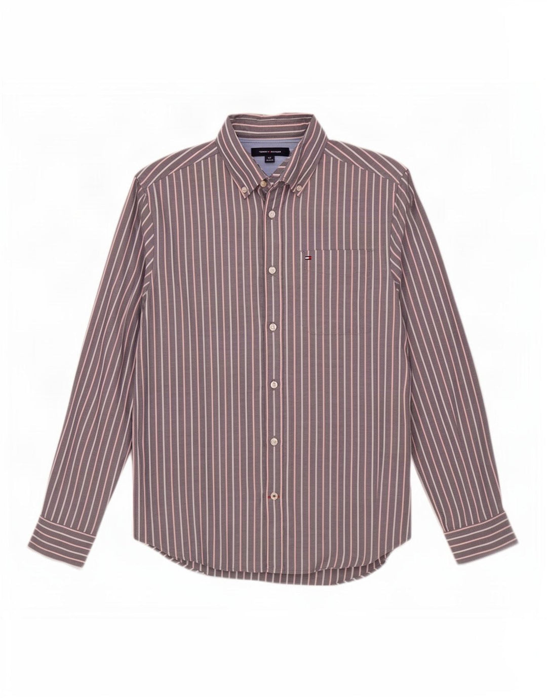 Camicia da uomo Tommy Hilfiger piccola in cotone gessato grigio