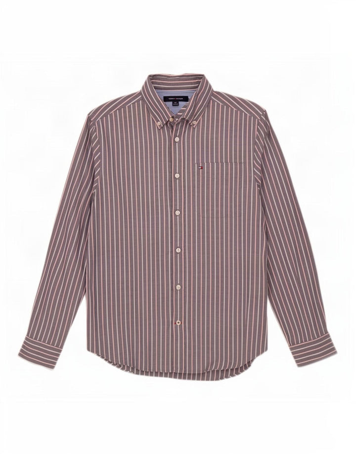 Camicia da uomo Tommy Hilfiger piccola in cotone gessato grigio