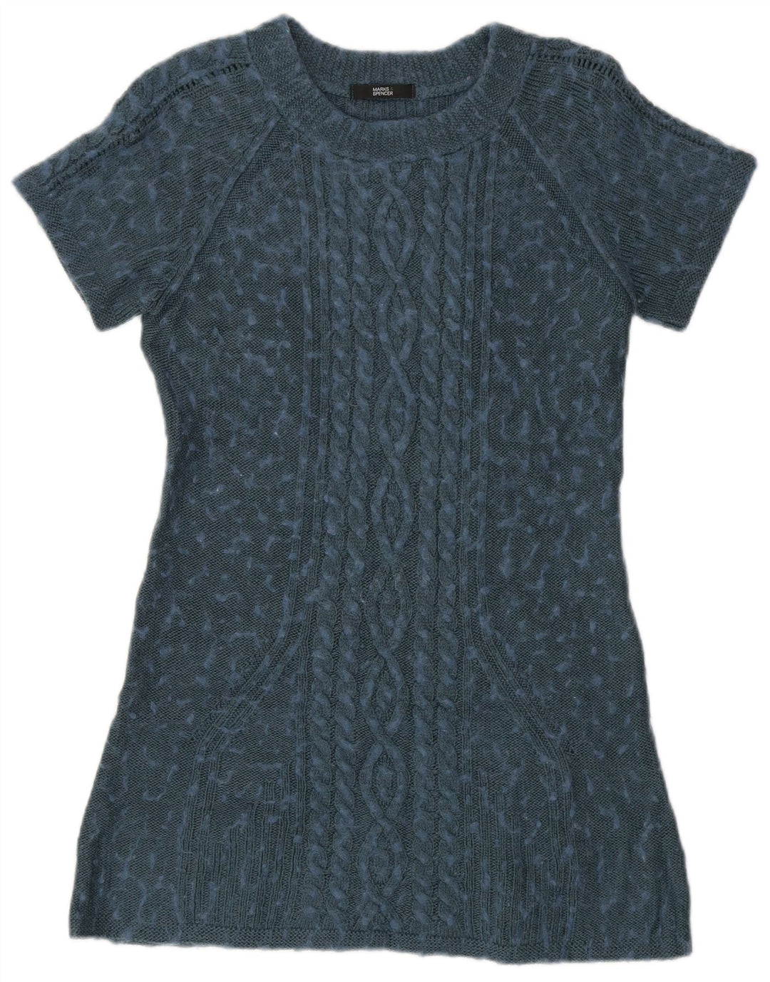 Mini abito maglione da donna Marks & Spencer UK 12 blu medio chiazzato