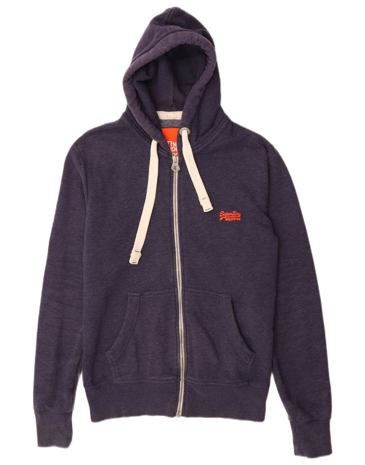 Maglione con cappuccio e zip da uomo Superdry in cotone blu navy medio