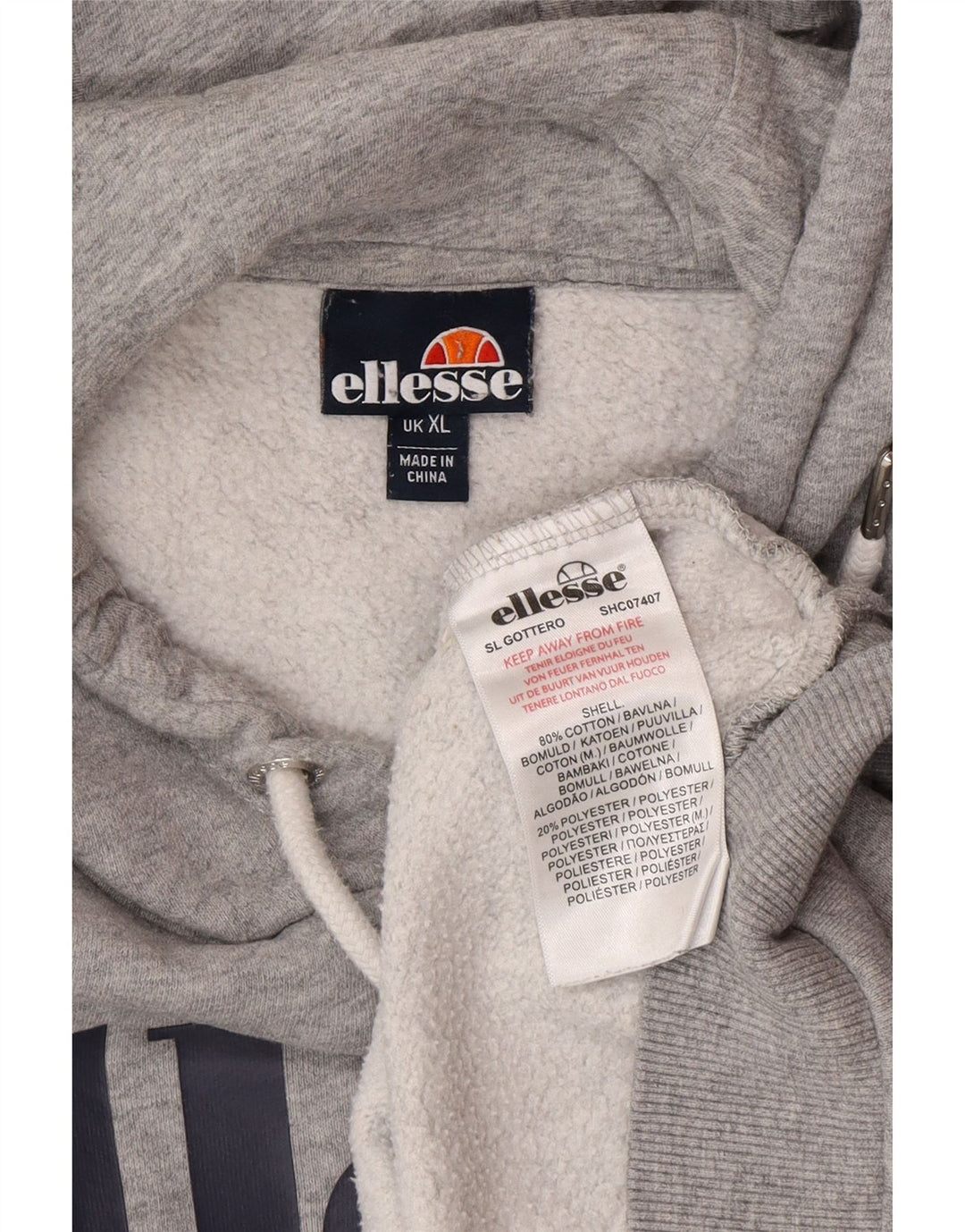 Felpa con cappuccio grafica da uomo Ellesse XL in cotone grigio