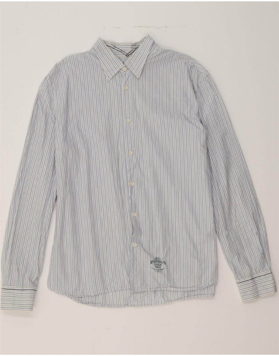 LEVI'S Mens Shirt XL Blue Striped Cotton Vintage Levi's and Second-Hand Levi's from Messina Hembry 