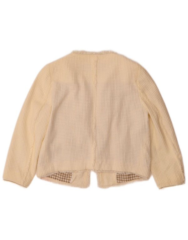 Giacca Bolero aperto da donna Zara con maniche a 3/4 UK 10 piccola in cotone bianco sporco