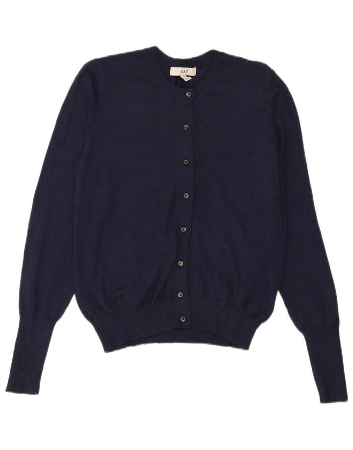 Maglione cardigan da donna Marks & Spencer UK 12 Viscosa blu navy medio