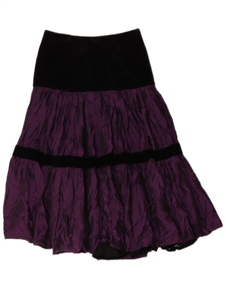 Gonna a strati vintage da donna IT 42 media W28 poliestere color block viola