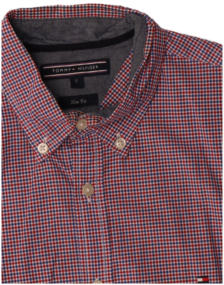Camicia slim fit da uomo Tommy Hilfiger piccola in cotone a quadretti rossi
