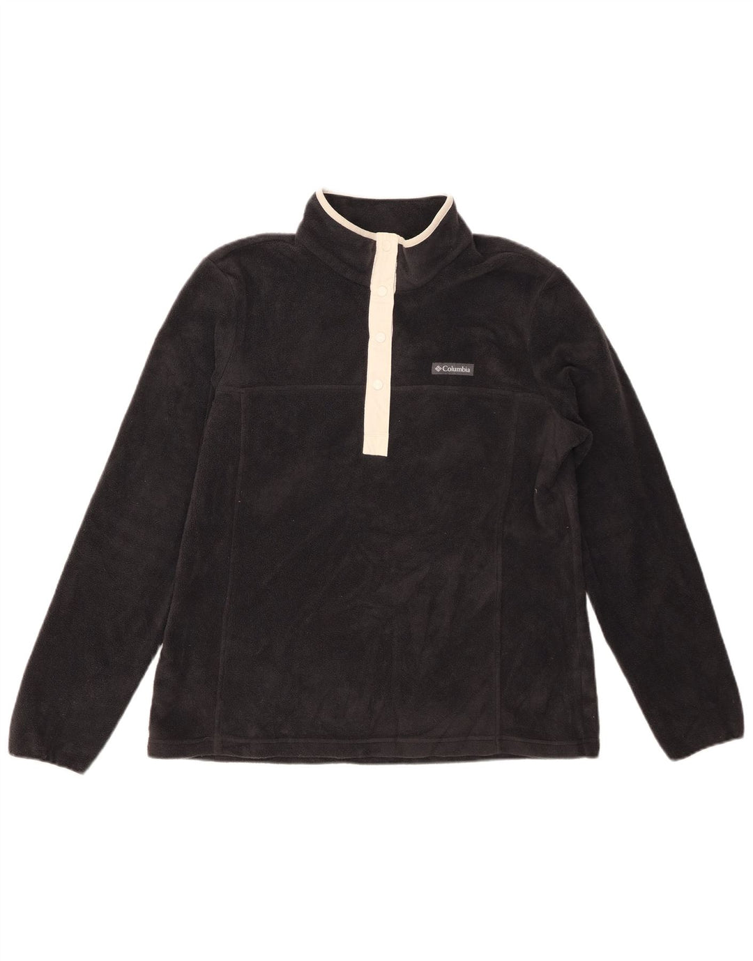 Maglione in pile da donna COLUMBIA con collo a bottoni UK 16 grande poliestere grigio