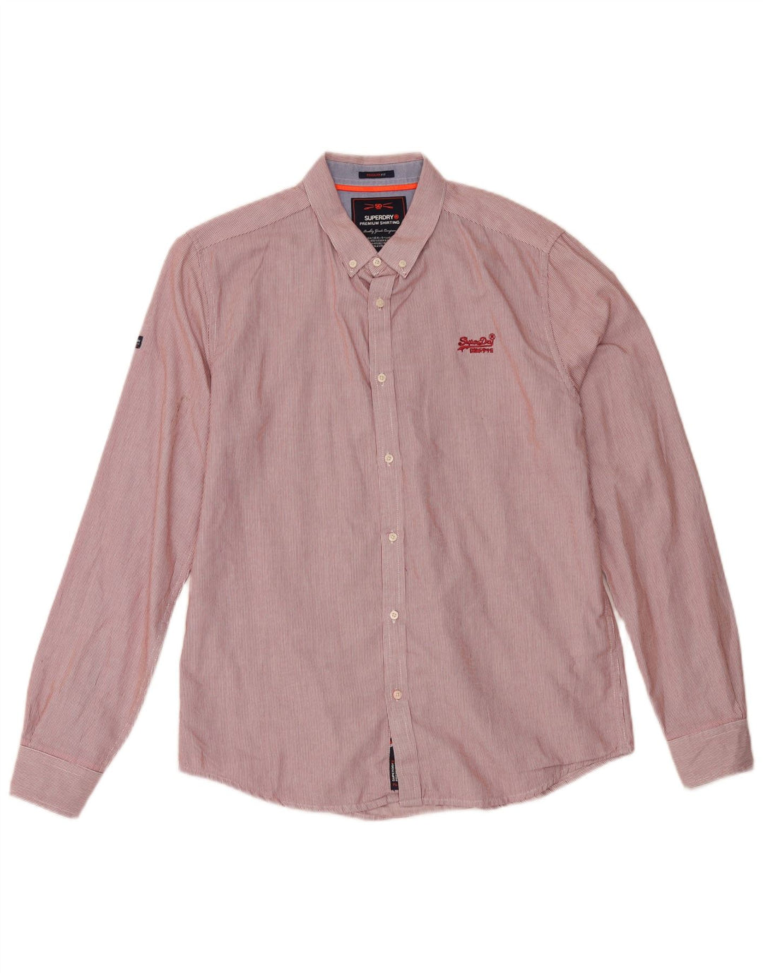 Camicia da uomo Regular Fit Superdry grande cotone gessato rosso