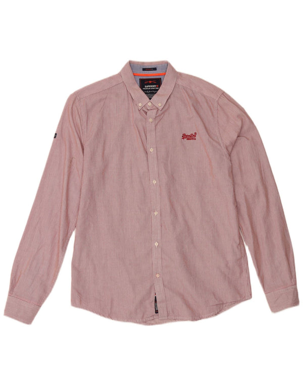 Camicia da uomo Regular Fit Superdry grande cotone gessato rosso