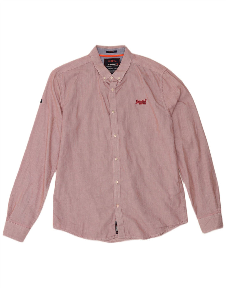 Camicia da uomo Regular Fit Superdry grande cotone gessato rosso