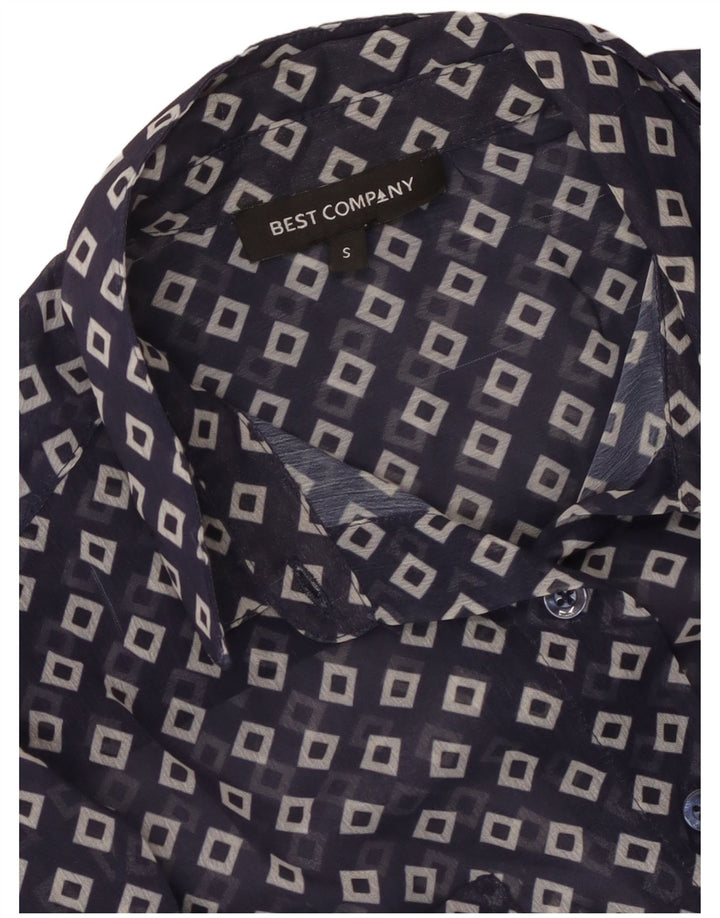 Best Company Camicetta da donna con maniche lunghe trasparente UK 10 Small Blu Navy