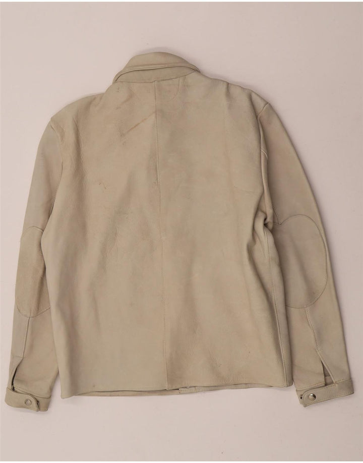Giacca vintage in pelle scamosciata da uomo IT 50 Large Beige