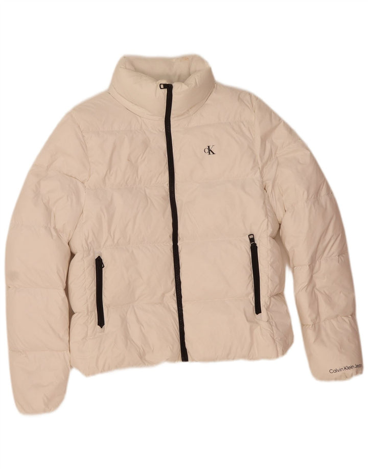 Giacca imbottita da donna Calvin Klein Jeans UK 10 Small bianca in poliammide
